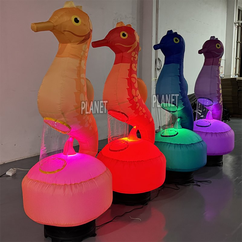 Large Inflatable Sea Horse with Colorful LED Lighting