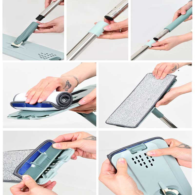 Factory Supply High Quality Microfiber Household Cleaning Tool Dry and Wet Mop Set Adjustable Handle Dust Absorbing Easy to Clean for Home Office