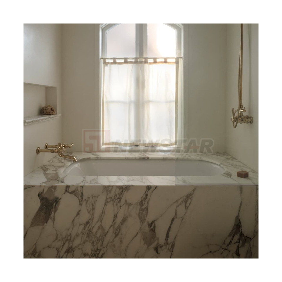 Newstar Top Quality Natural Calacatta Marble Bathtub Surrounding for Home Bathtub Decoration