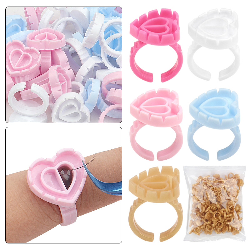 Disposable Heart-Shaped Eyelash and Eyebrow Glue Ring