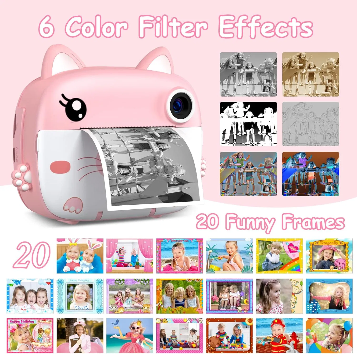 Kids Camera Instant Print, 2.5K Digital Video Instant Print Camera for Kids