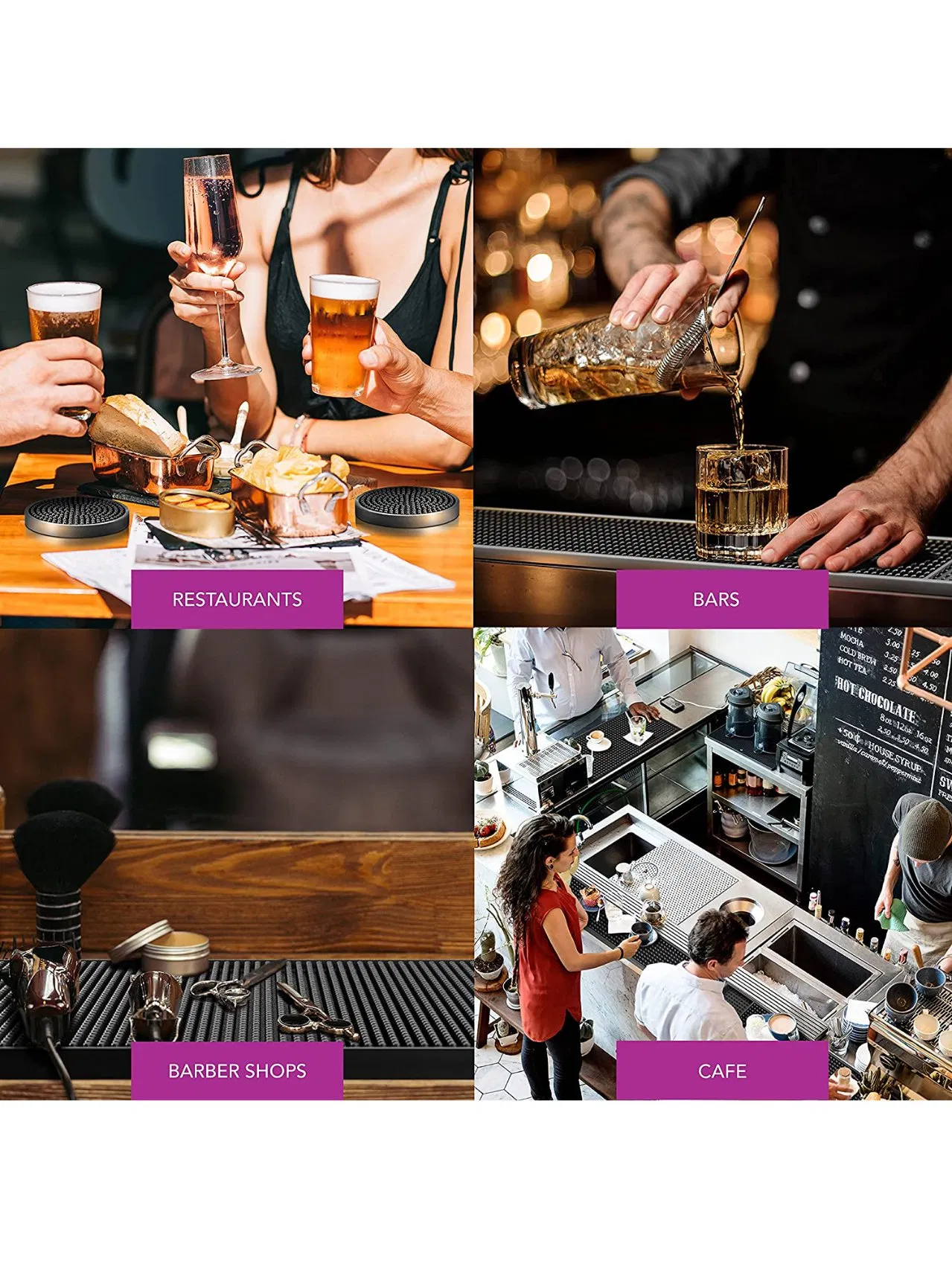 Best Selling Black Mats 12X18 Inches for Bars Restaurants Durable