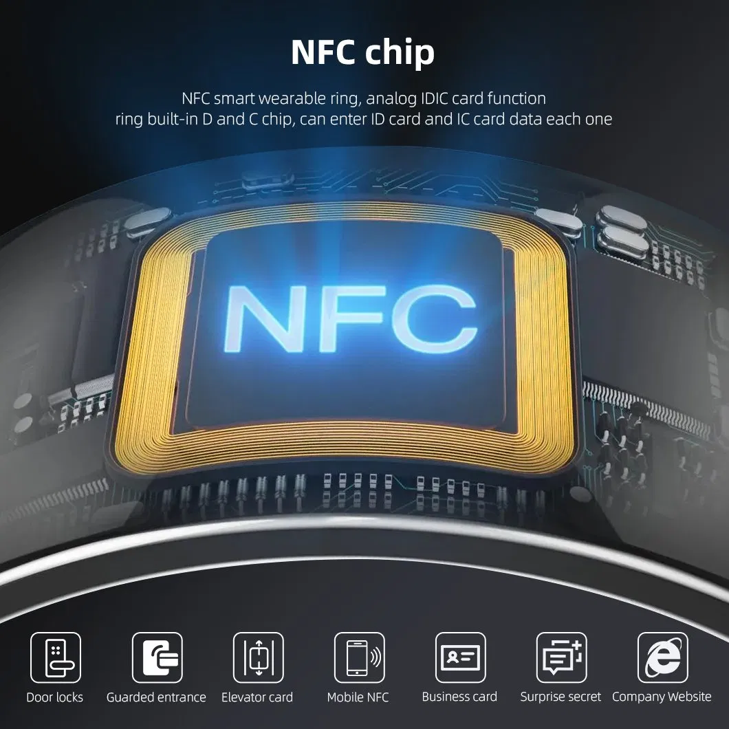 Titanium Smart Health Ring with Blood Oxygen Heart Hrv Tracking Wearable Devices NFC with Wireless Charging Case for Ios & Android APP.