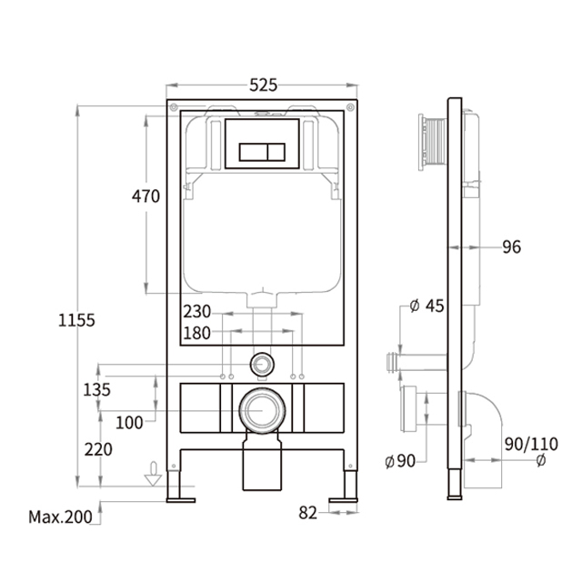 P-Trap Wall Hung Toilet High Quality Wall Mounted Water Saving Concealed Toilet Cistern Tank