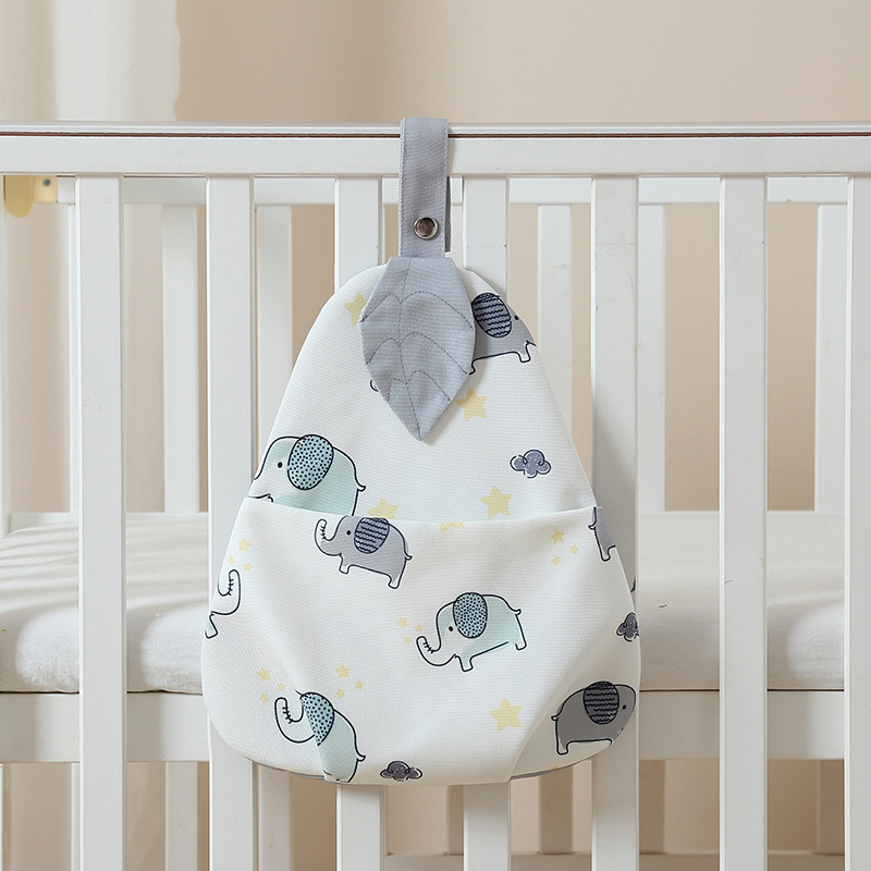 Stylish Cotton Baby Crib Organizer Bag for Diapers and Essentials