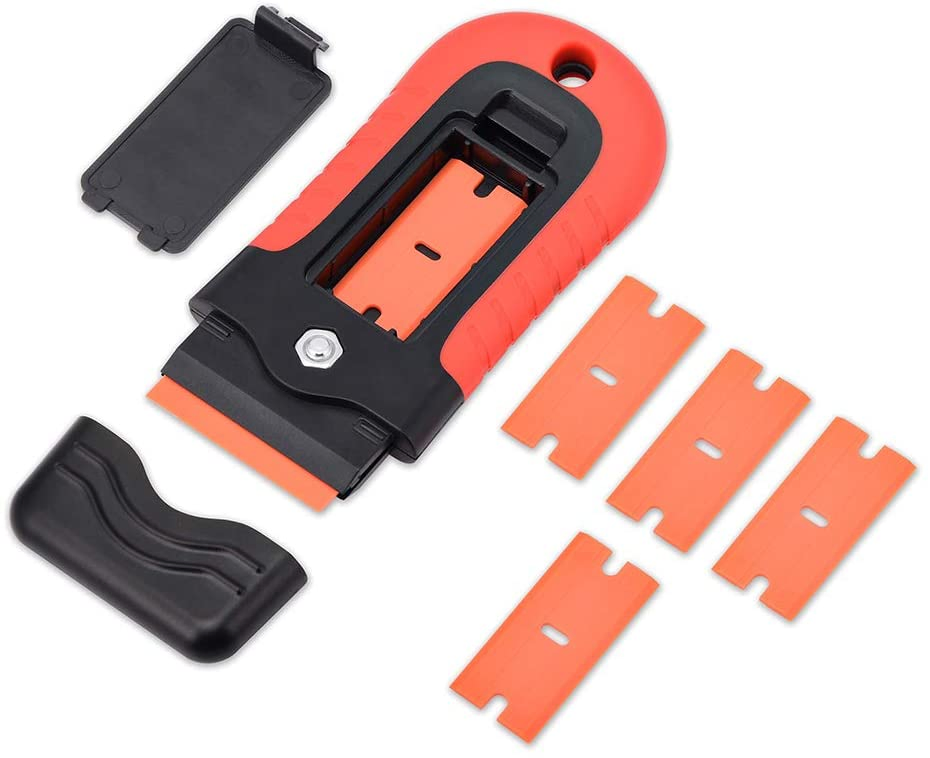 Black-Red Cleaning Scraper Plastic Razor Scraperwith 40X19mm Plastic Blades or Metal Blades