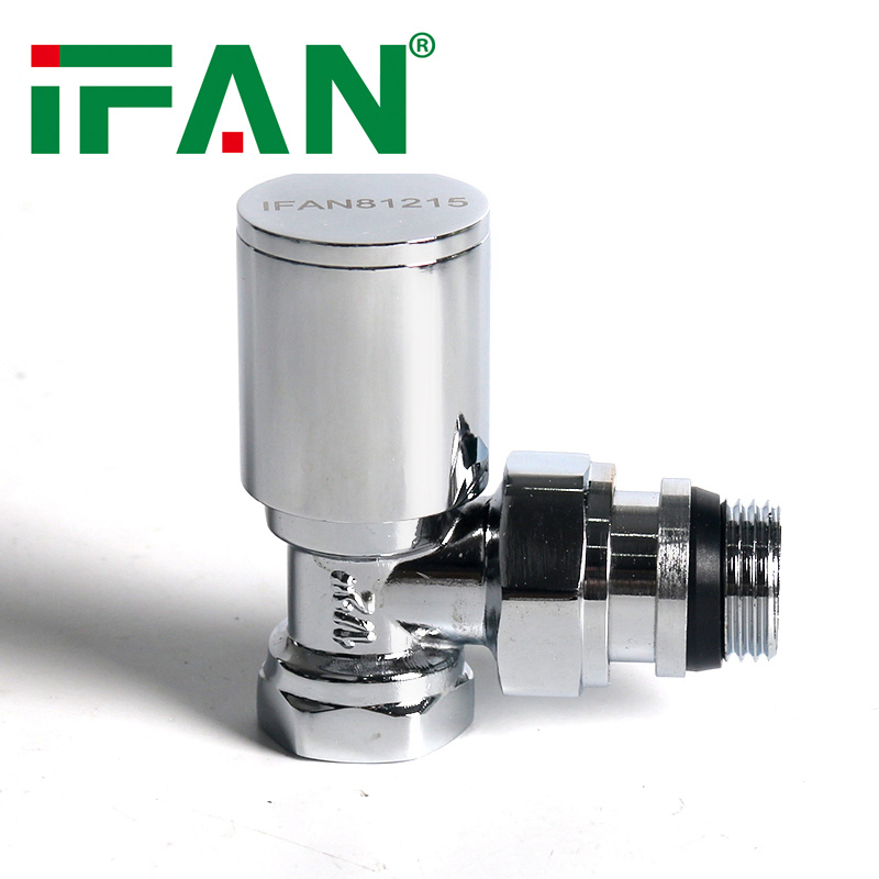 Ifan ASTM A312 Chrome Plated Brass Radiator Valve 1/2'' Radiator Angle Valve Slivery Radiator Valve