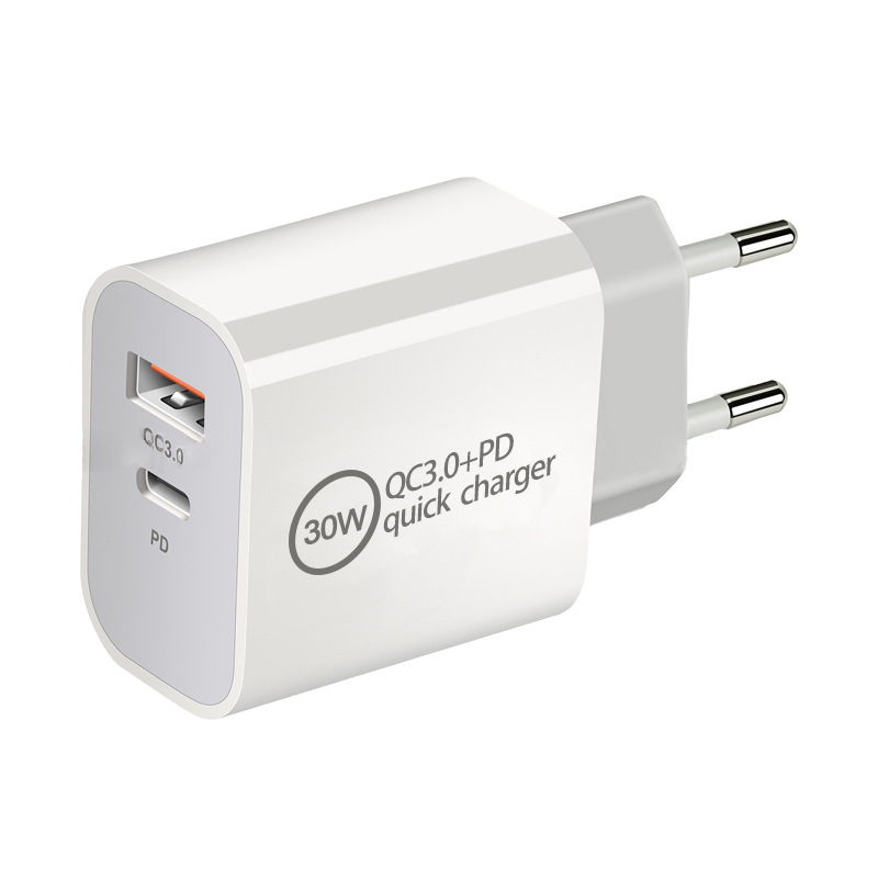 Factory Direct Mobile Phone USB Wall Charger 30W QC3.0+Type-C EU/Us/UK/Au Plug Fast Charging Universal Adapter for Tablet/Phones
