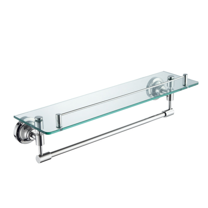 Стеклянная полка для ванной с двумя полками и вешалкой