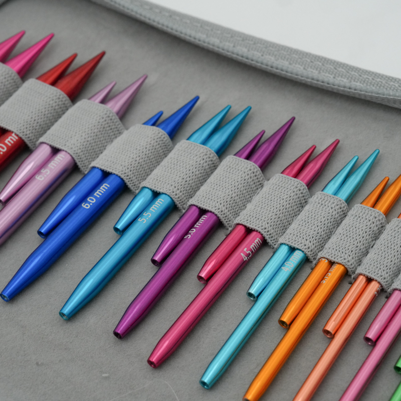 Color Aluminum Interchargable Circular Needles Sets (12PCS)