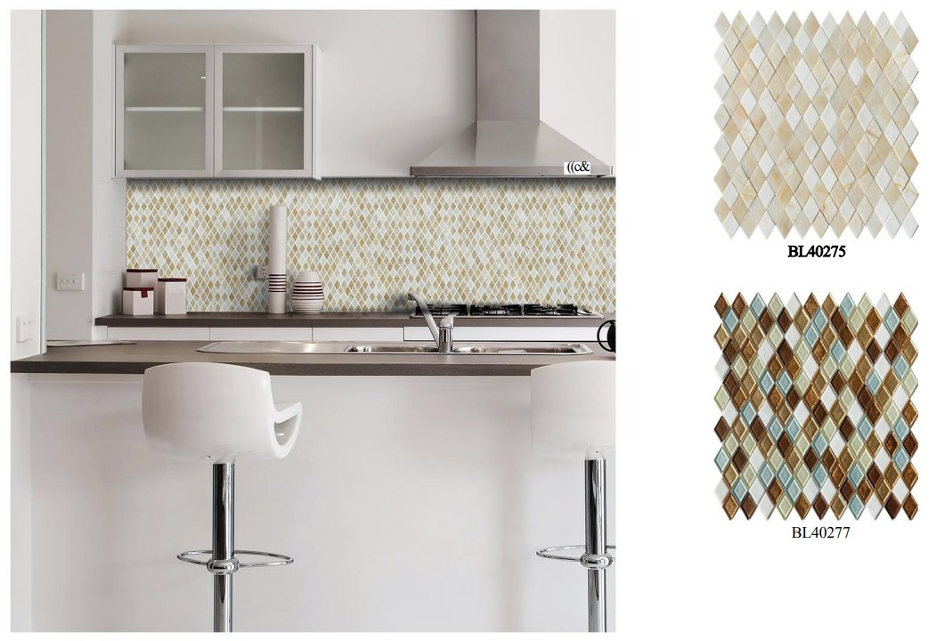 Стеклянная мозаика для ванной и кухни, 23x39 мм