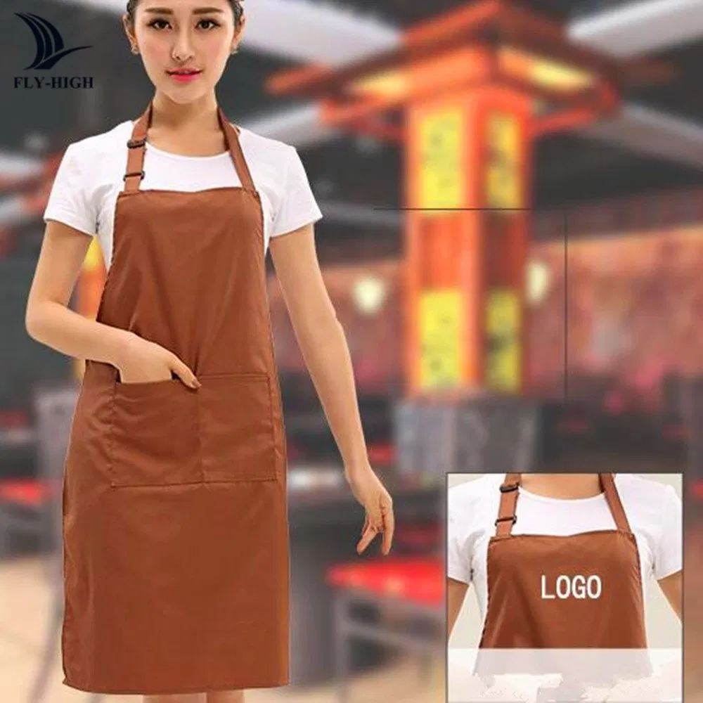 Popular Orange Colored Custom Apron Ladies for Nail Salon Uniforms Advertising Apron
