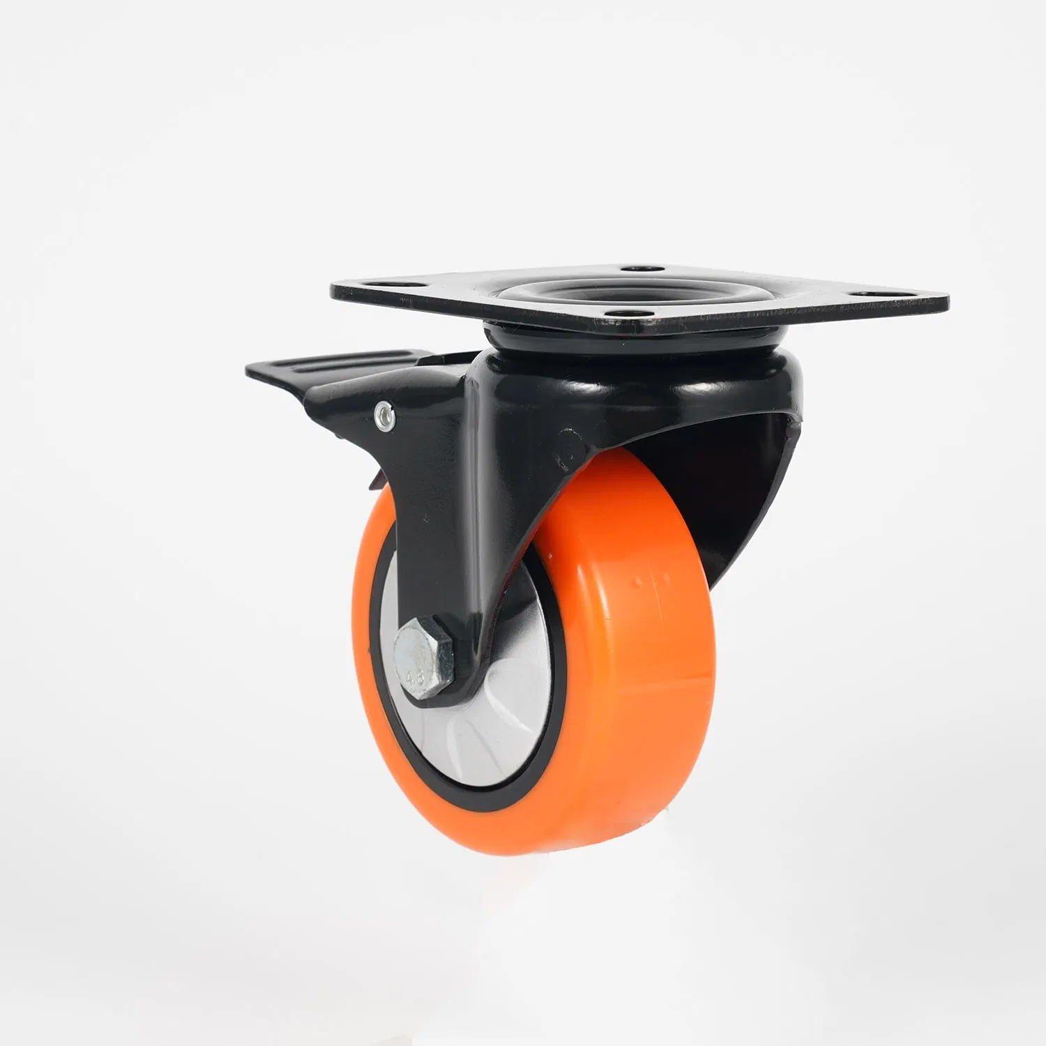 100 mm Mediun-Heavy Trolley Ball Bearing Top Plate Shipping Swivel Brake TPU Casters Wheels