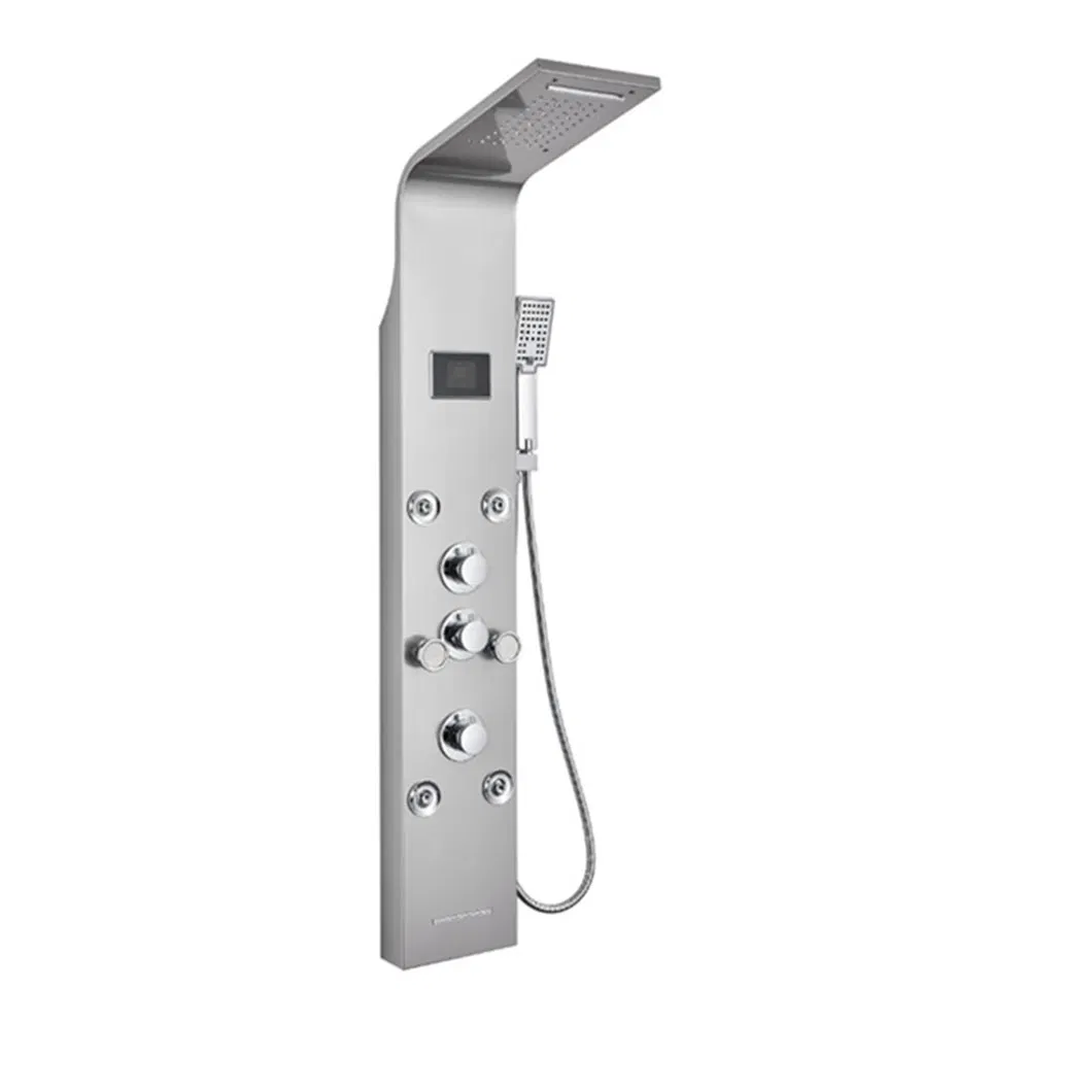 Luxury Stainless Steel Shower Panel with Waterfall and Rain Shower Features