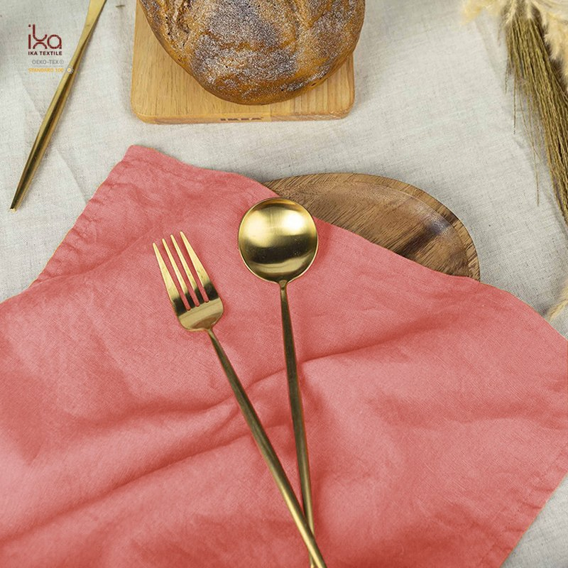 Decorative Natural Hot Sale Items Dinner Brown White Blue Color Printed Embroidered Custom Personalized Linen Napkin