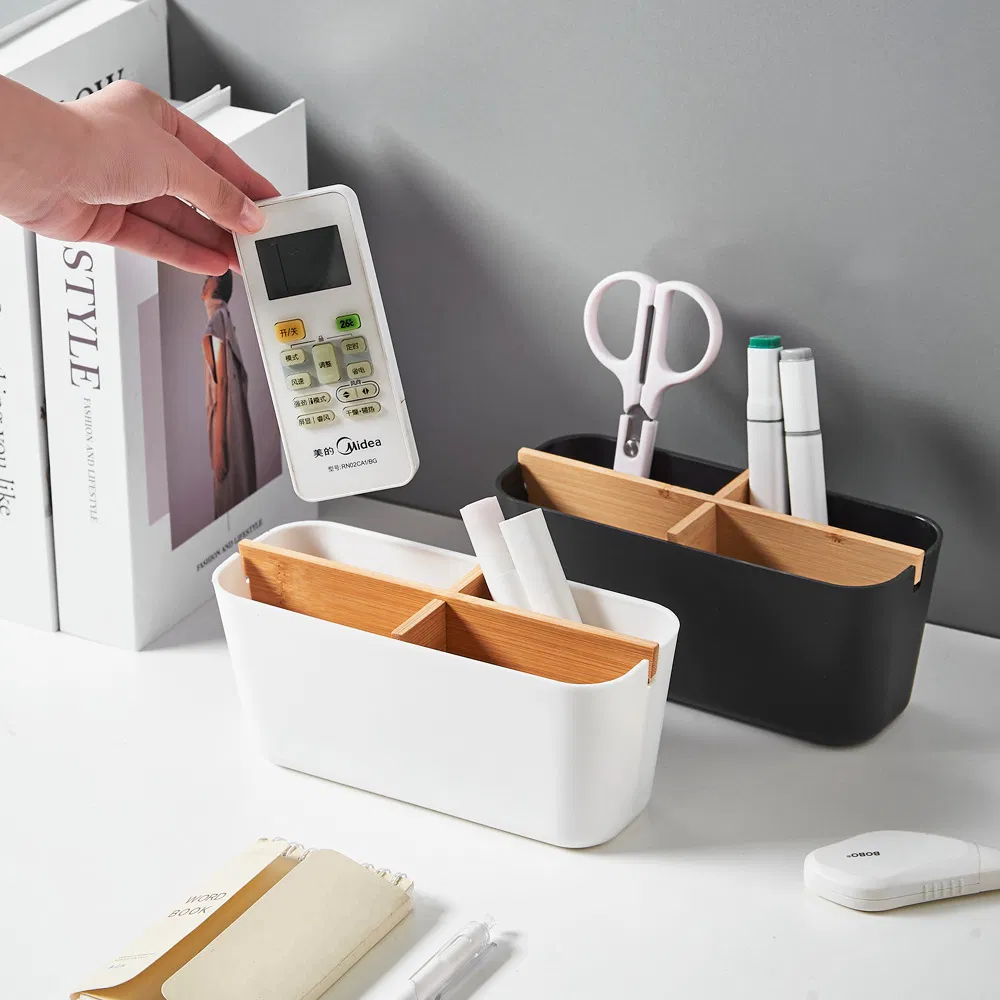 Modern Detachable Rectangle Design Bamboo Wood Desktop Organizer with Compartments