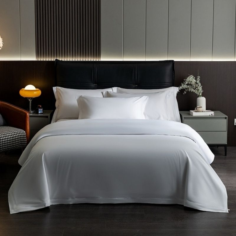 Wholesale 300tc Stain Long Staple Cotton Quilt Duvet Cover Bed Sheets Guangdong ODM/OEM Luxury White Bedding Set for Hotel Home