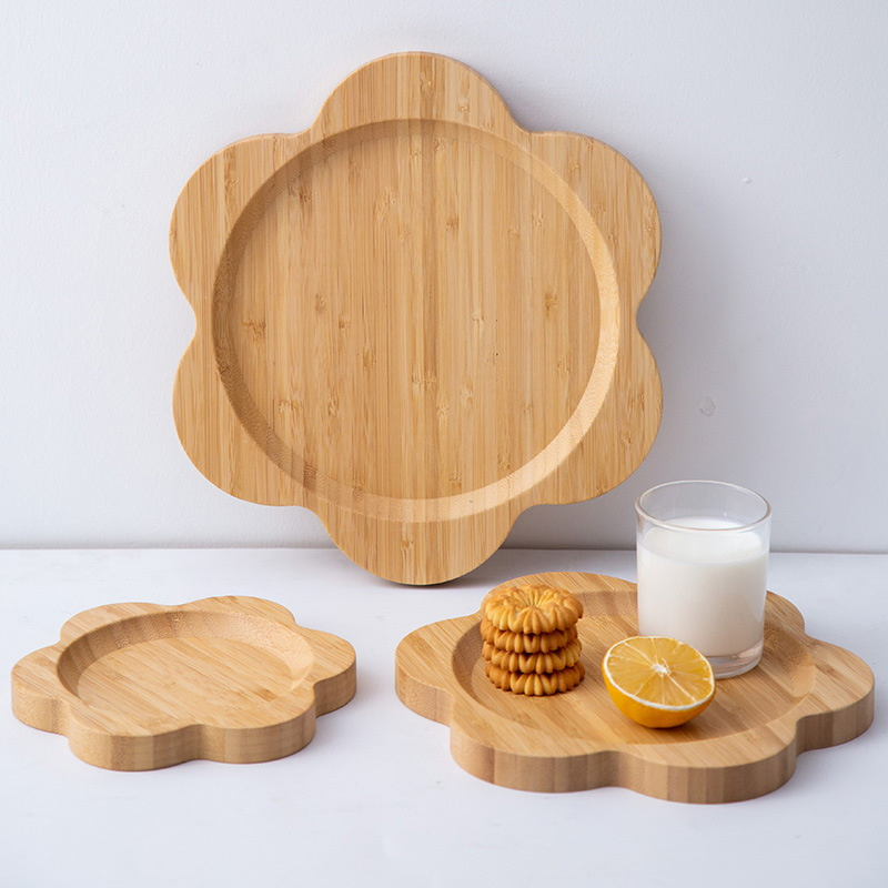 Round Shape Bamboo Portion Plate Divided Plate for Kids