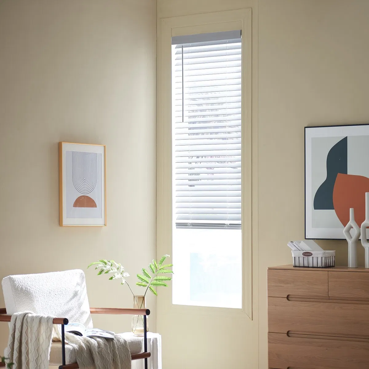 Cordless Blinds 2'' Slats for Home Decoration Building Materials Window Coverings Fauxwood Venetian Blinds 5cm Slats