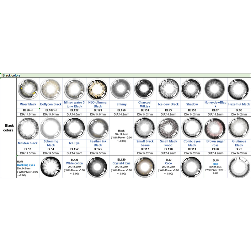 Bollycon Black Outline Contact Lenses Tinted Daily Contacts 14.0mm Colored Lens Soft Lens Cosmetic Color Contact Lens