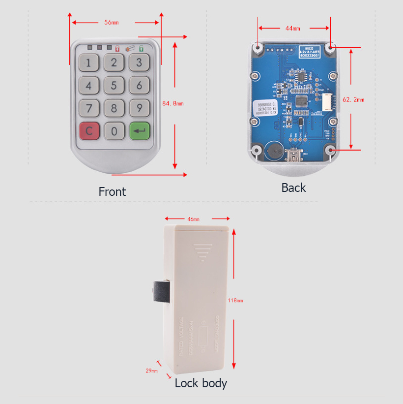 Keyless Intelligent Digital Password Electronic Cabinet Furniture Lock Set with Keypad Number
