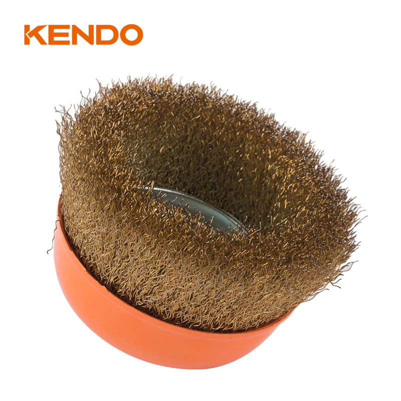 Crimped and Copperized Wire Cup Brush Suitable for General Deburring, Removing of Paint, Scale, Corrosion of All Kinds and Cleaning of Weld Seams and Spot-Weld