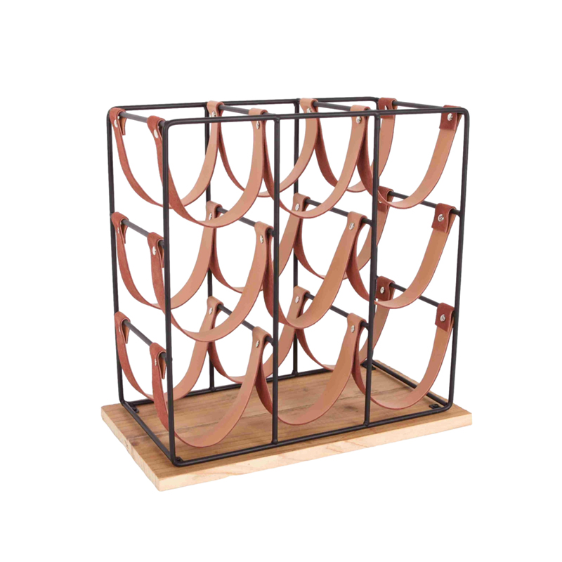Bottle Holder Wine Rack Metal and Wood