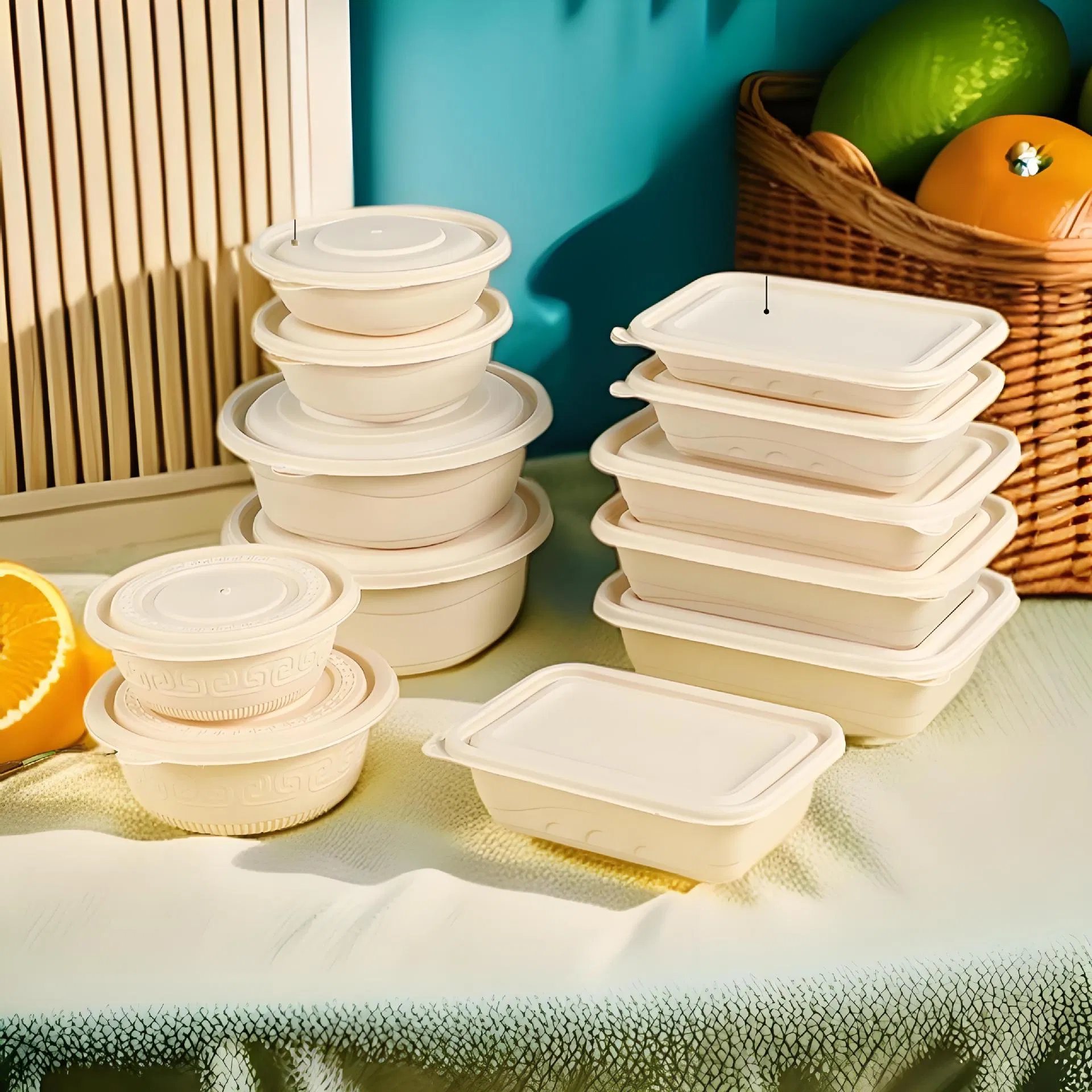 Factory Corn Starch Food Container Disposable Takeaway Food Soup Bowl with Lid