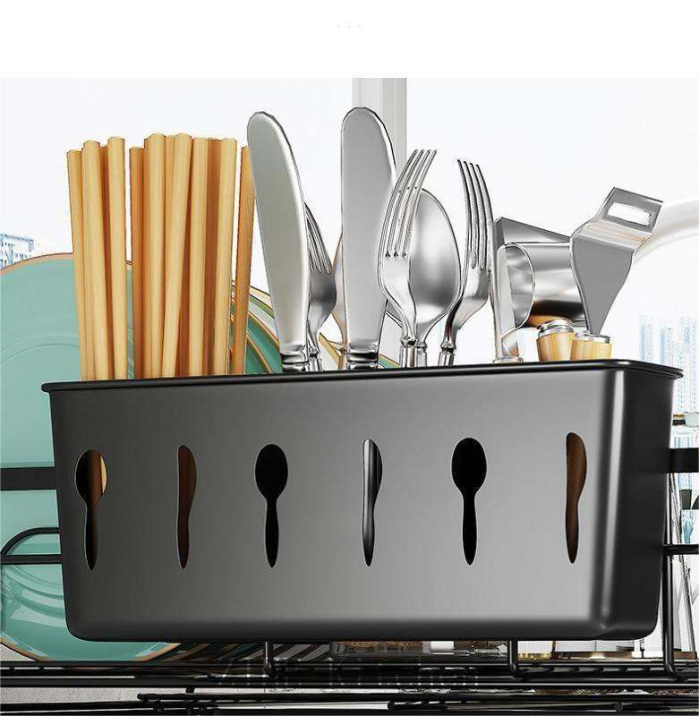 Kitchen Countertop Drain Bowls Dishes Tableware and Expandable Storage Rack