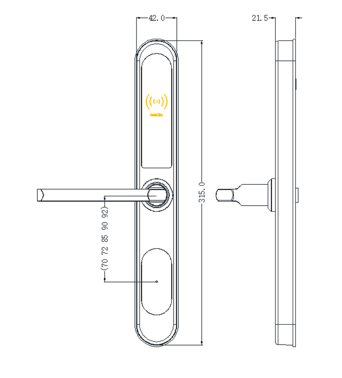 Waterproof RFID Card Door Lock with European Mortise for Hotel