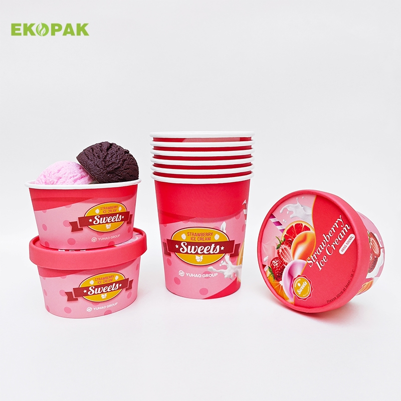 Disposable UV Offset Printing 1000ml Yogurt Ice Cream Paper Cup