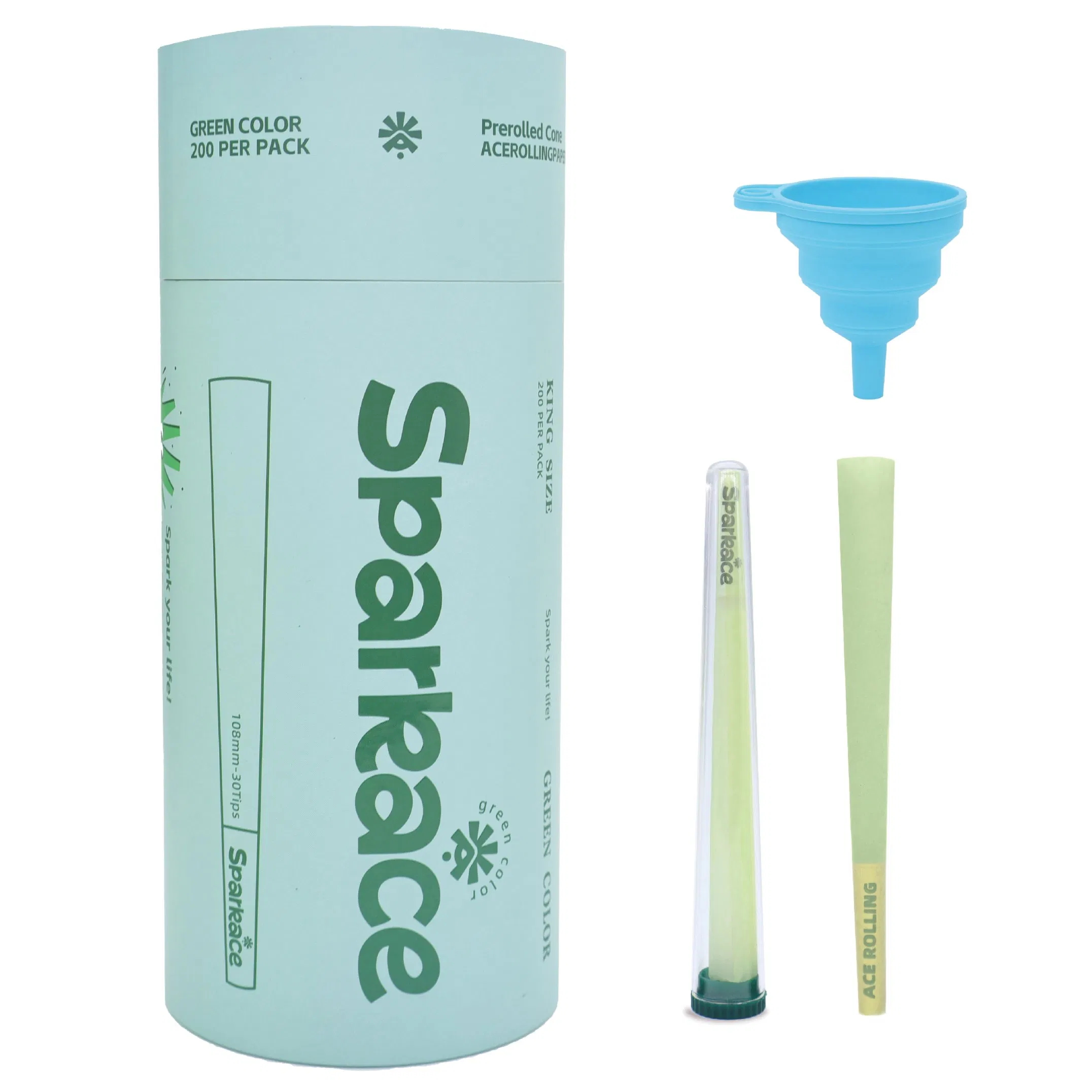 Customizable Kingsize Sparkase Green Rolling Paper Cone 50/100/200PCS/Jar Pre-Rolled