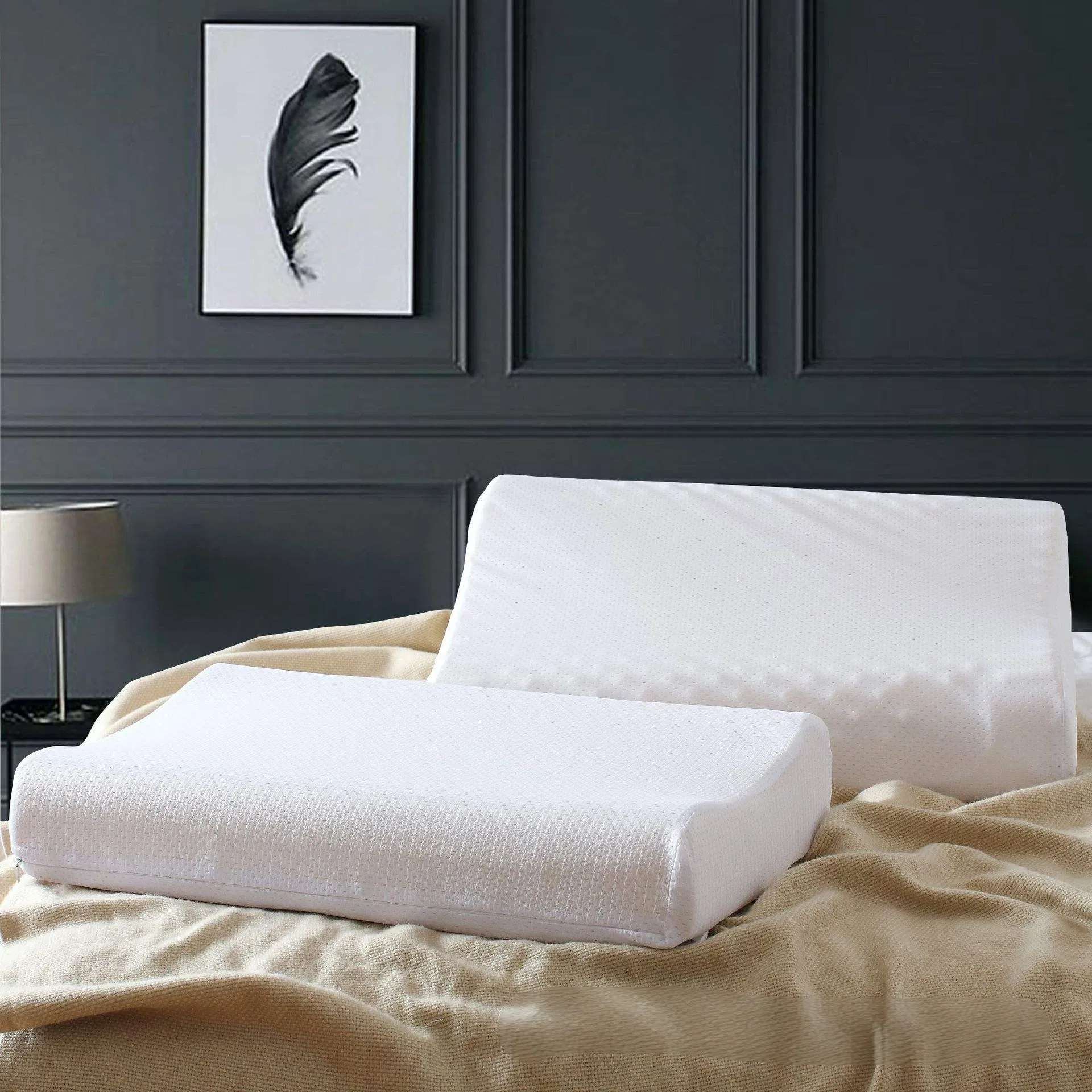 Custom-Made Fabric Cover King Cube Support Neck and Shoulder for Pain Relief Rectangle Bed Pillow Memory Foam Pillow