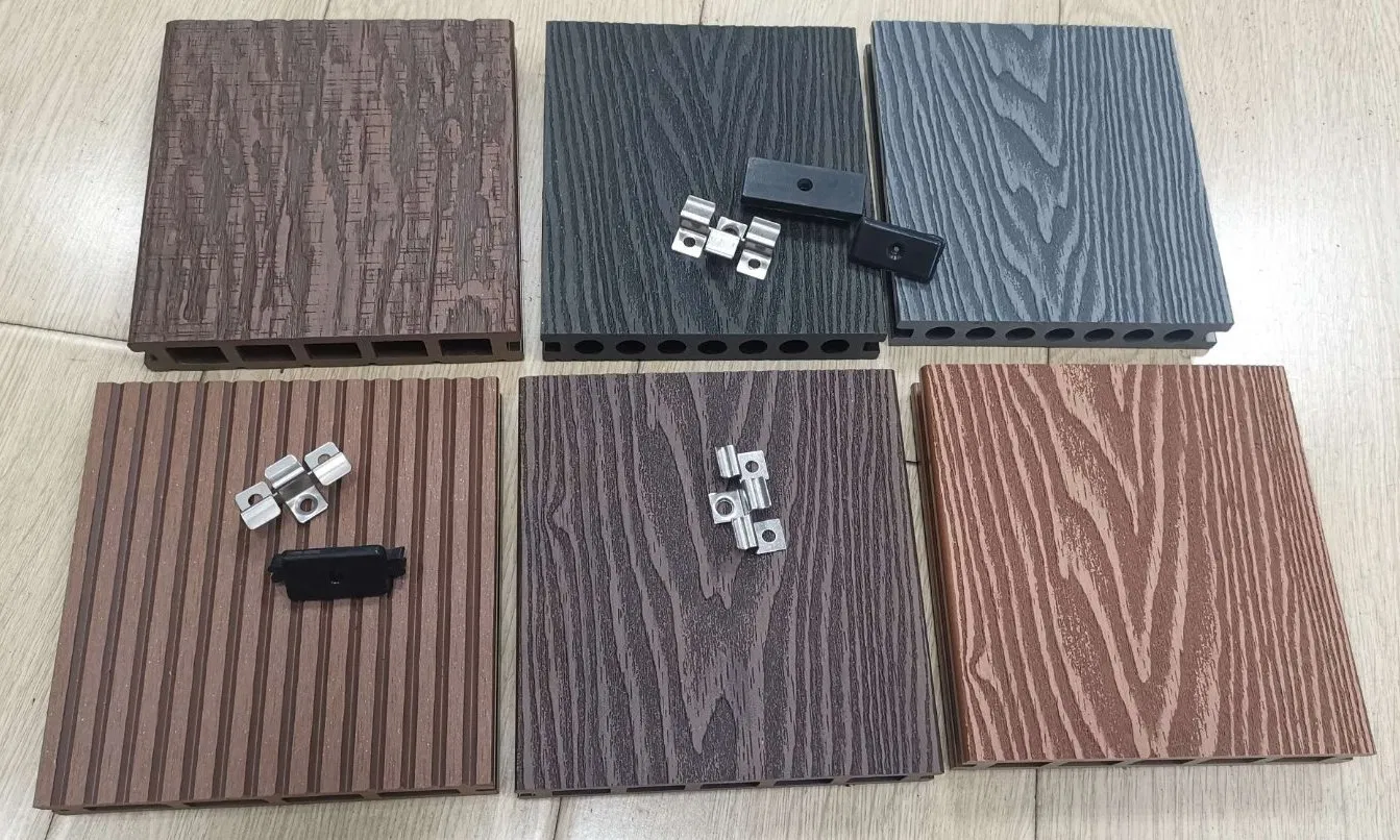 Eco-Friendly Fireproof Waterproof UV Resistance Solid/Hollow 2 Generation 3D Embossing Anthracite Composite Fencing Flooring Material for Outdoor Living Space