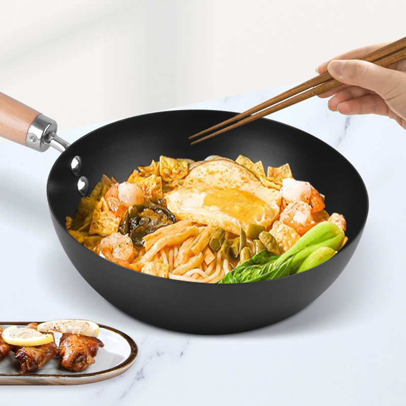 Portable Small Wok Uncoated Cast Iron Pan Non - Stick Pan
