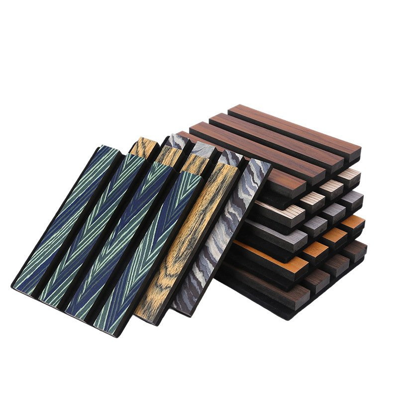 MDF Wood Slat Acoustic Panels with Carved Patterns for Wall Decoration