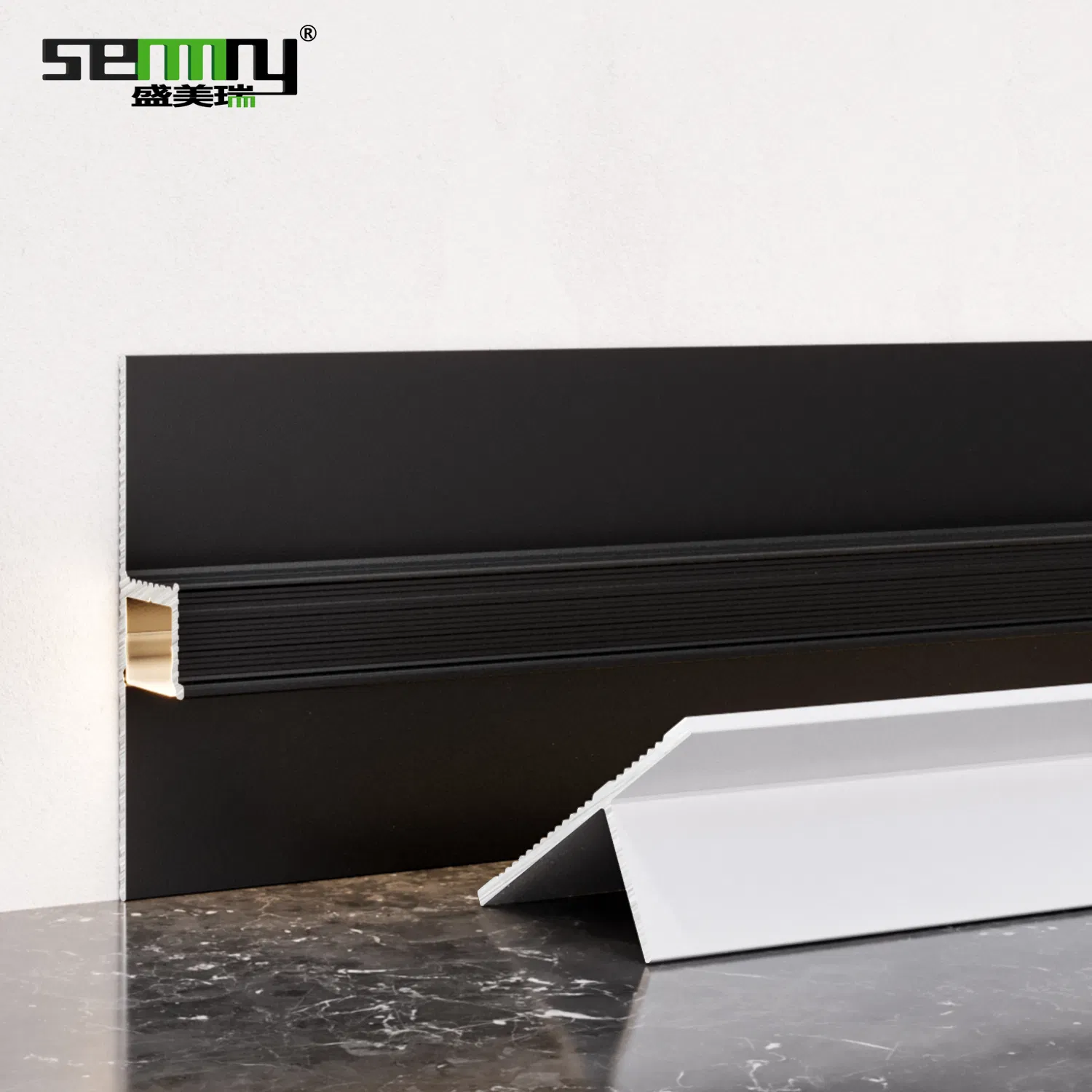 Recessed Click System Wall Floor Corner Trim Aluminium Concealed Skirting
