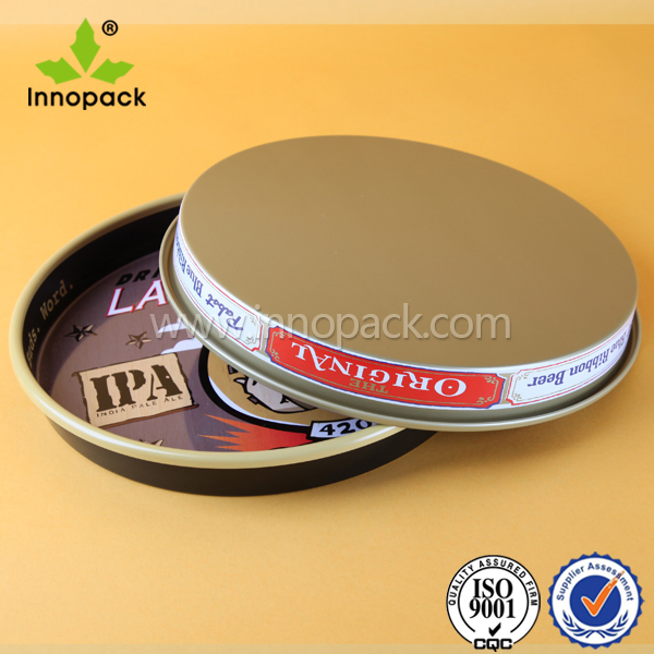 Cheap Round Non-Slip Lacquer Printed Metal Tin Tray for Food/Beer/Bottle