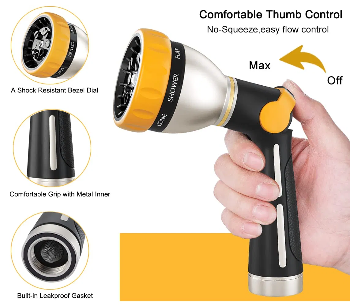 Upgrade 100% Heavy Duty Metal Handheld Water Nozzle Garden Hose Nozzle Sprayer