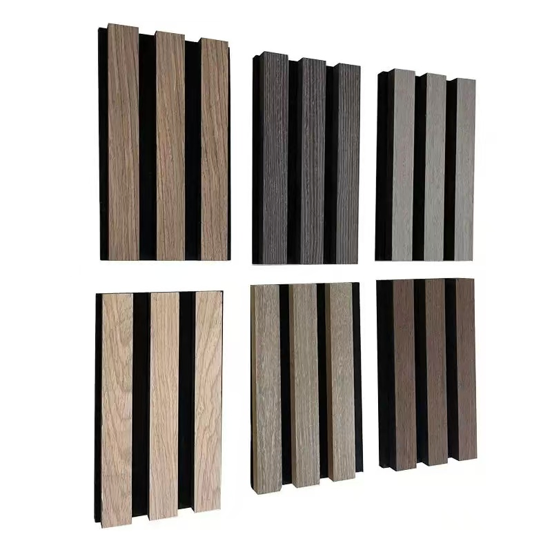 Wood Strip Polyester Fiber Grille Sound-Absorbing Panel Living Room Background Wall Decorative Panel Flexible Soundproof Wall Panel