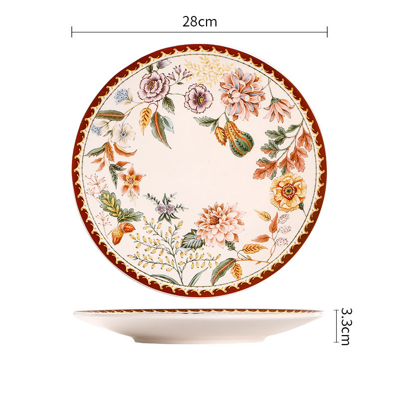 2024 New Hot French Ceramic Creative Retro Western Steak Large Flat Plate