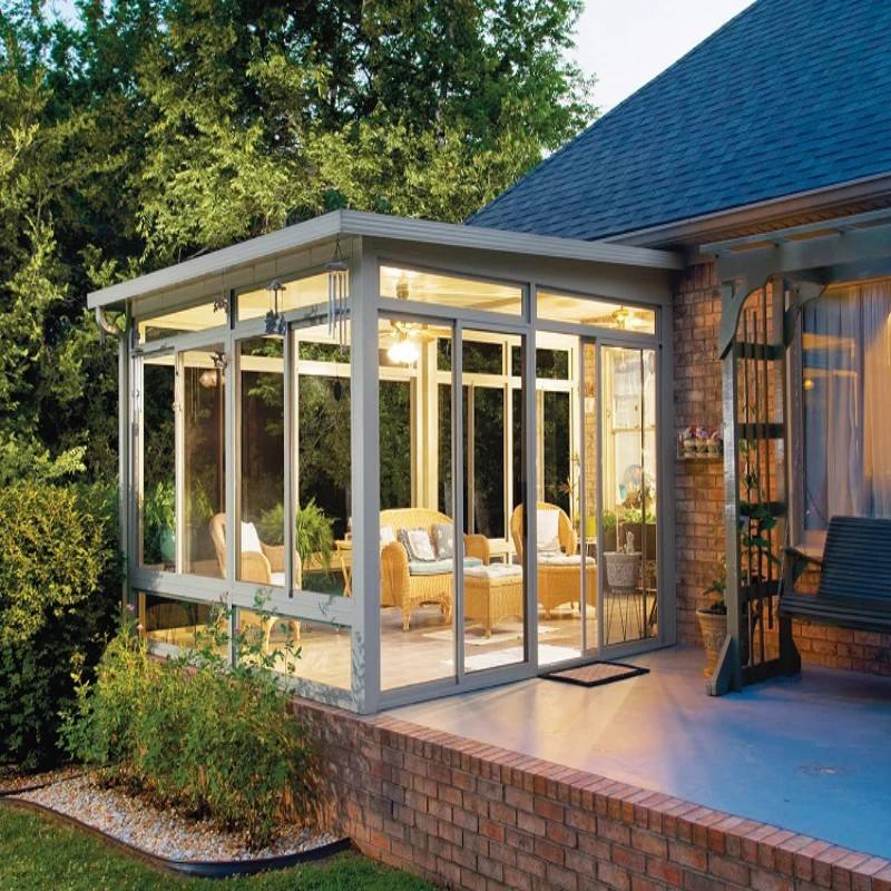 Custom Size and Shape Free Standing Waterproof Solarium Backyard Garden Aluminum Sunroom Glass House