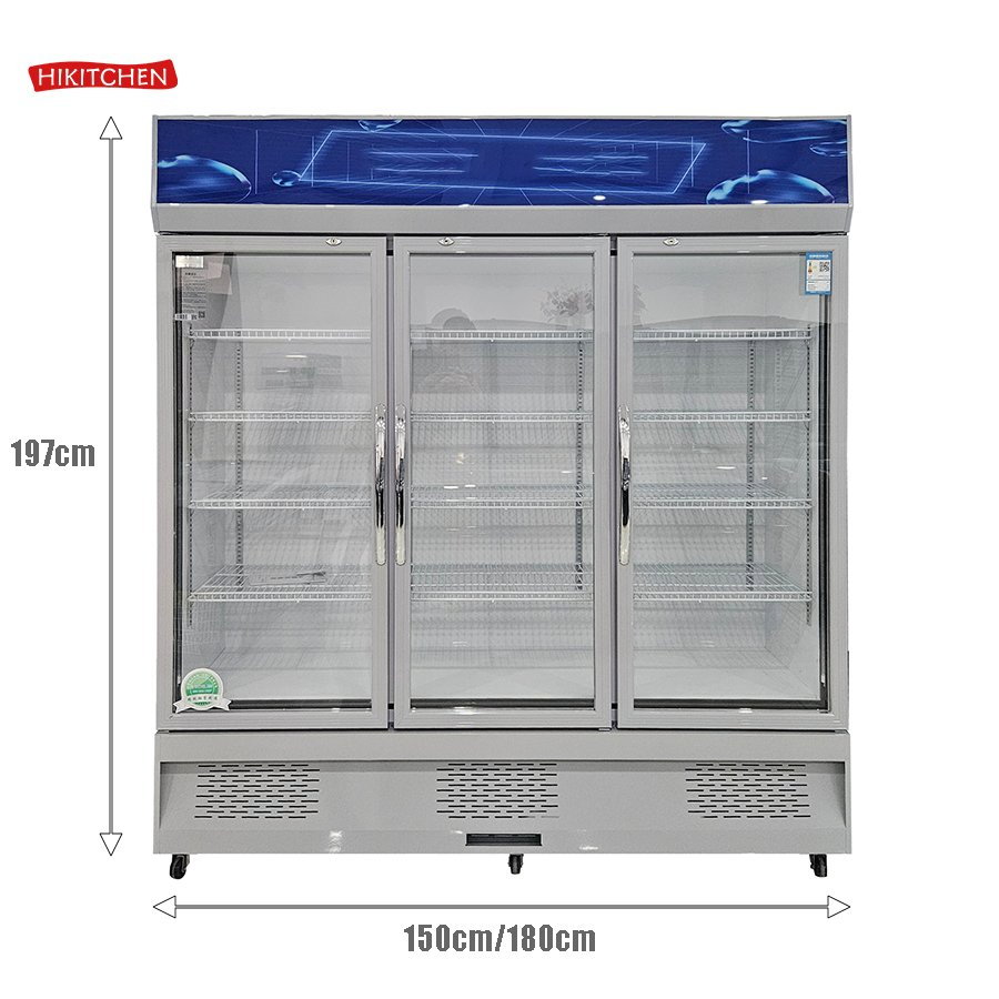 Cola Beverage Cooler Commercial Display 3 Door Vertical Glass Door Freezer Price