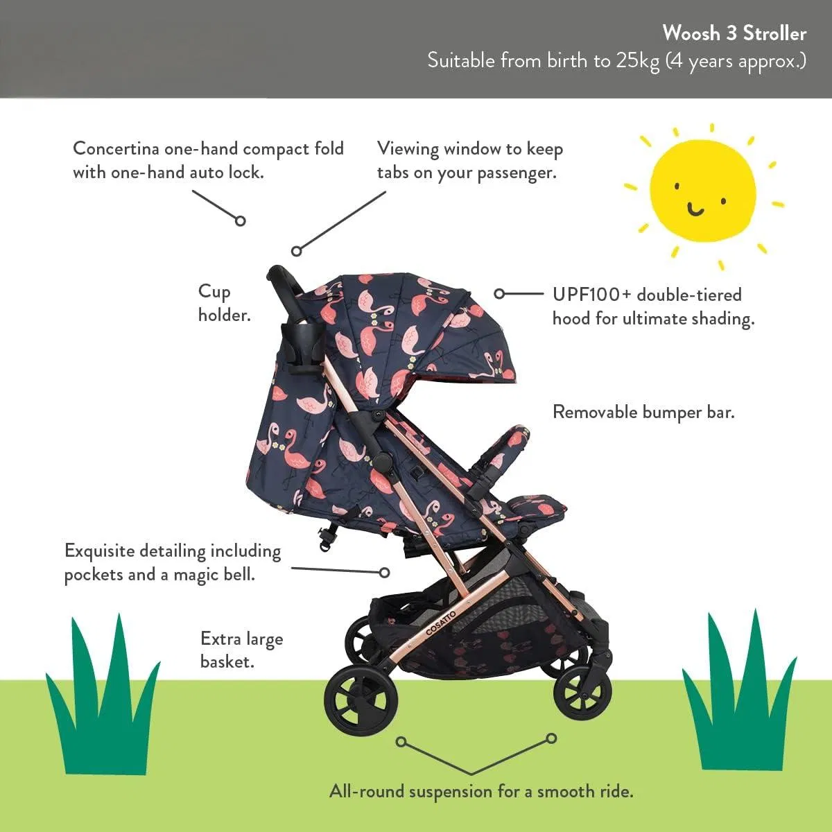 Hot Sale OEM ODM Luxury Multifunction Baby Stroller Pram with 5-Point Safety Belt