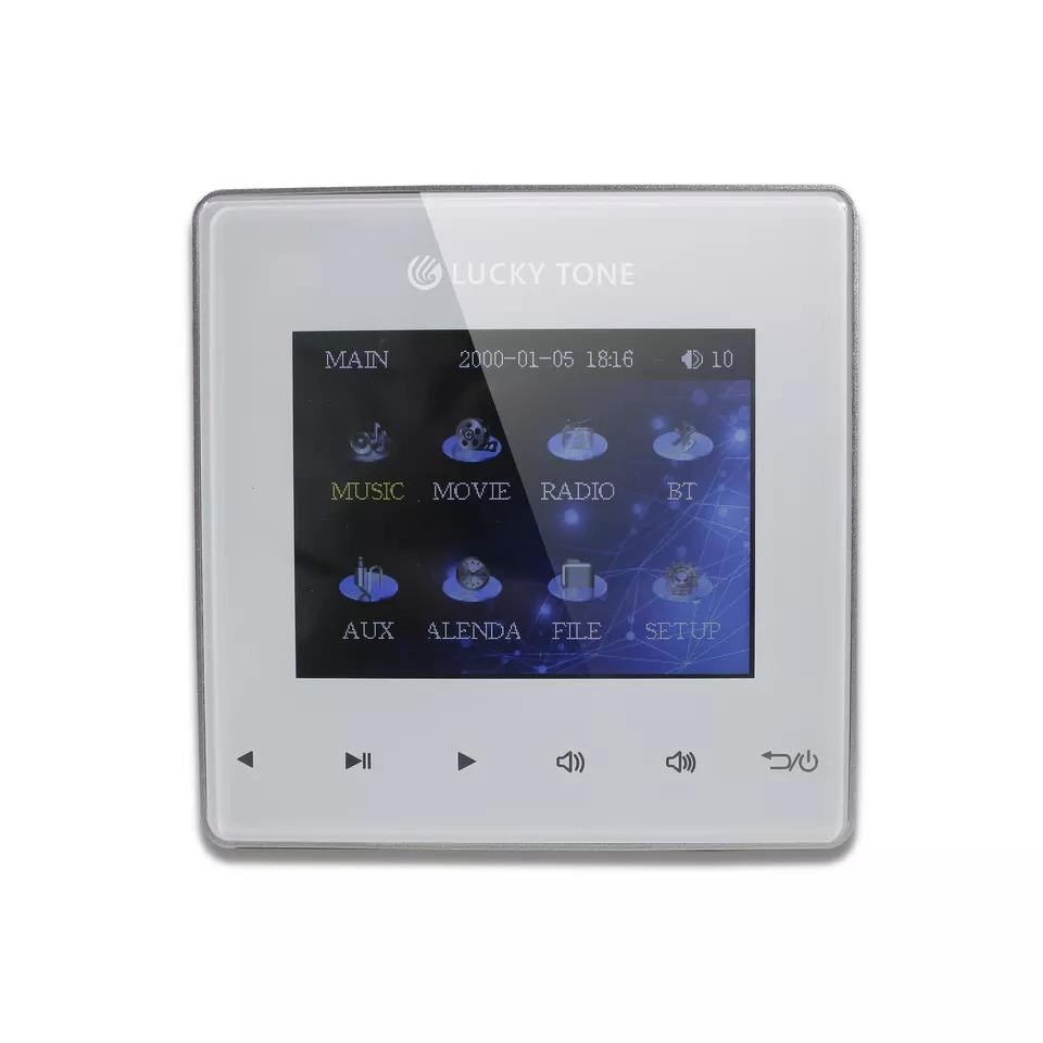 Home Background Music 4 Channel 25W Blue Tooth Wall Mounted Amplifier with LCD Screen/USB/FM/Aux