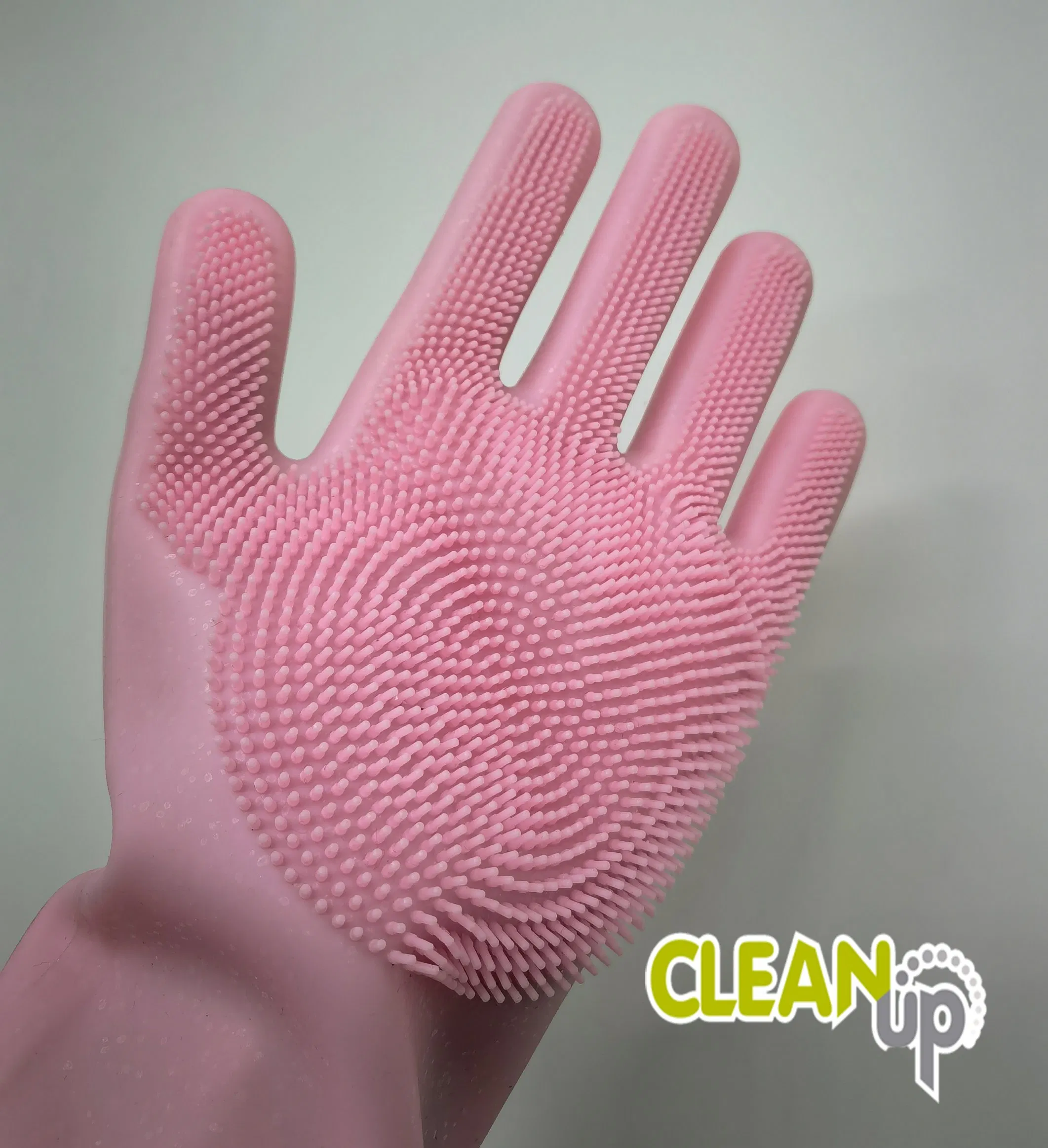 Silicone Reusable Cleaning Brush Heat Resistant Scrubber Gloves for Housework Dishwashing Kitchen Clean Bathroom Pet Bathing
