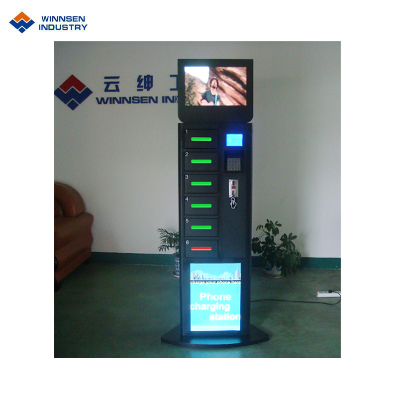 Coin Operated Ce FCC Approved Cell Phone Charging Station Kiosk for Cafe