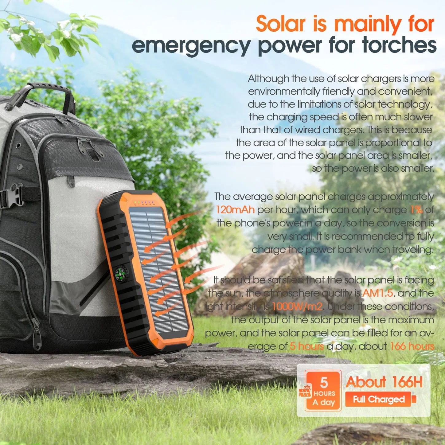 20W Hand-Cranked Solar Power Bank Fast Charging with Cable 20000 mAh Type C Power Generation Mobile Power Bank