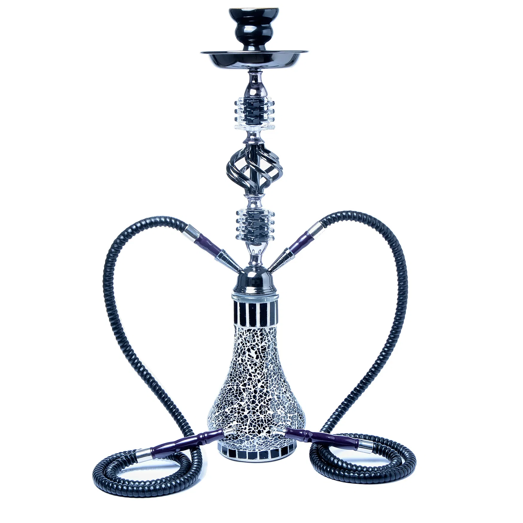 Arabian Shisha Glass Pot Double Pipe Shisha Set Finished Hookah Foreign Trade Shisha