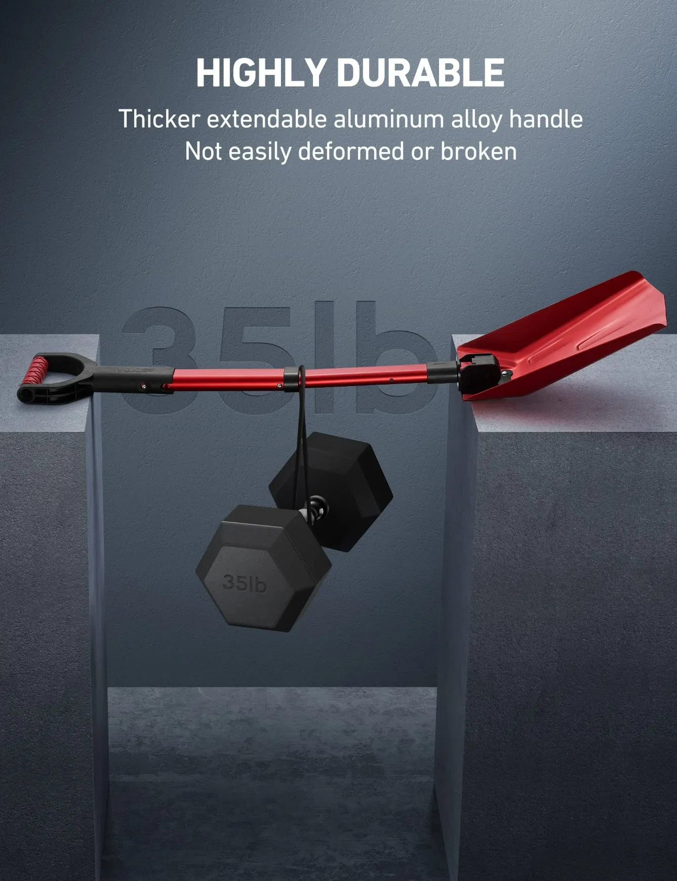Extendable Thickened Aluminum Handle Reinforced Iron Hinge Portable Multifunctional Ordnance Shovel